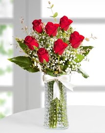 Cam vazoda 7 adet kırmızı gül  Çankırı kaliteli taze ve ucuz çiçekler 