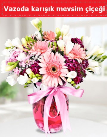 Vazoda karışık mevsim çiçeği  Çankırı kaliteli taze ve ucuz çiçekler 