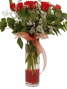  Çankırı ucuz çiçek gönder  11 adet kirmizi gül vazo çiçegi