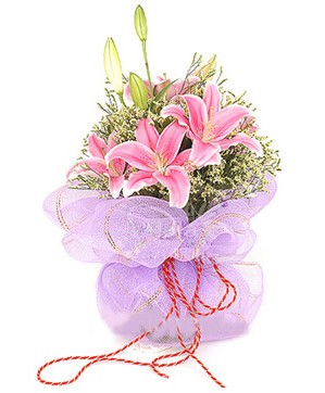 3 dal kazablanka görsel buketi  Çankırı İnternetten çiçek siparişi 