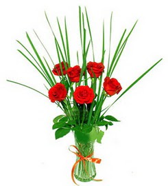  Çankırı kaliteli taze ve ucuz çiçekler  6 adet kırmızı güllerden vazo çiçeği