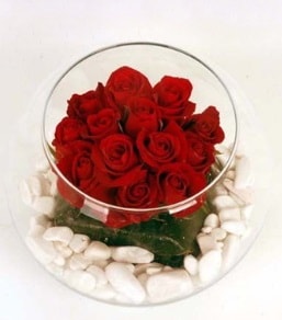 Cam fanusta 11 adet kırmızı gül  Çankırı çiçek online çiçek siparişi 